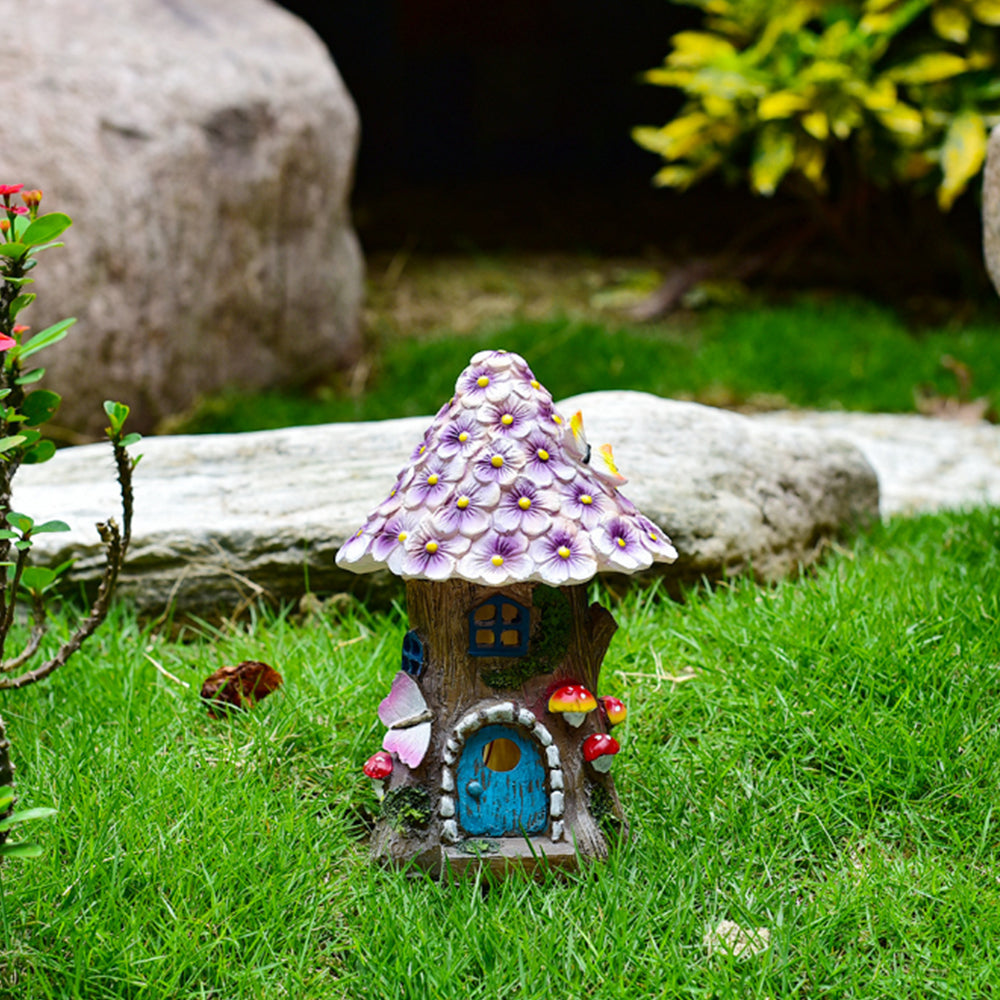 Solar Luminous Lamp Fairy Mushroom Flower House Garden Ornament