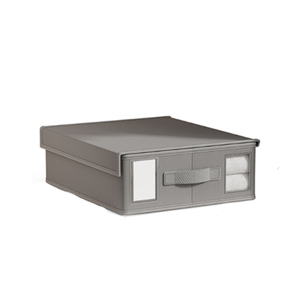 Foldable Bed Sheet Set Organizer with Window Handle Bedding Container Grey