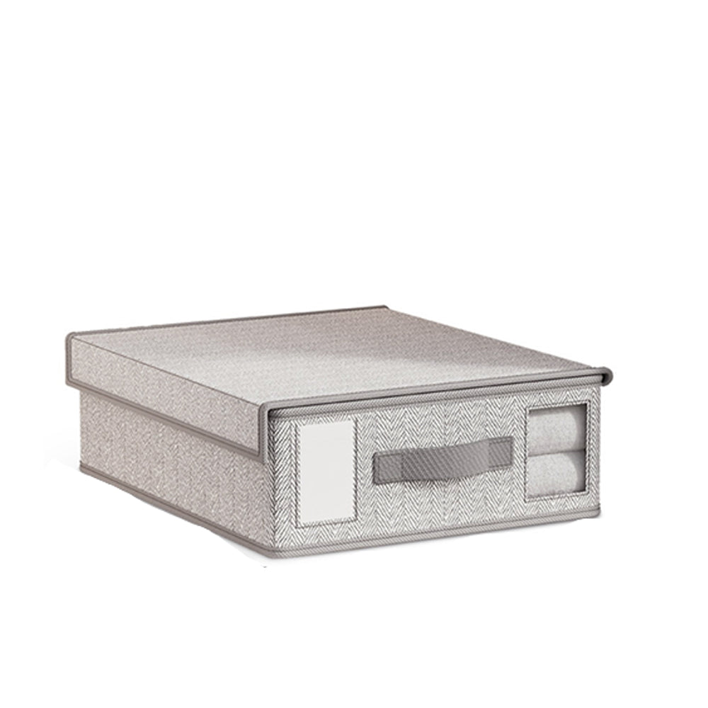 Foldable Bed Sheet Set Organizer with Window Handle Bedding Container Light Grey