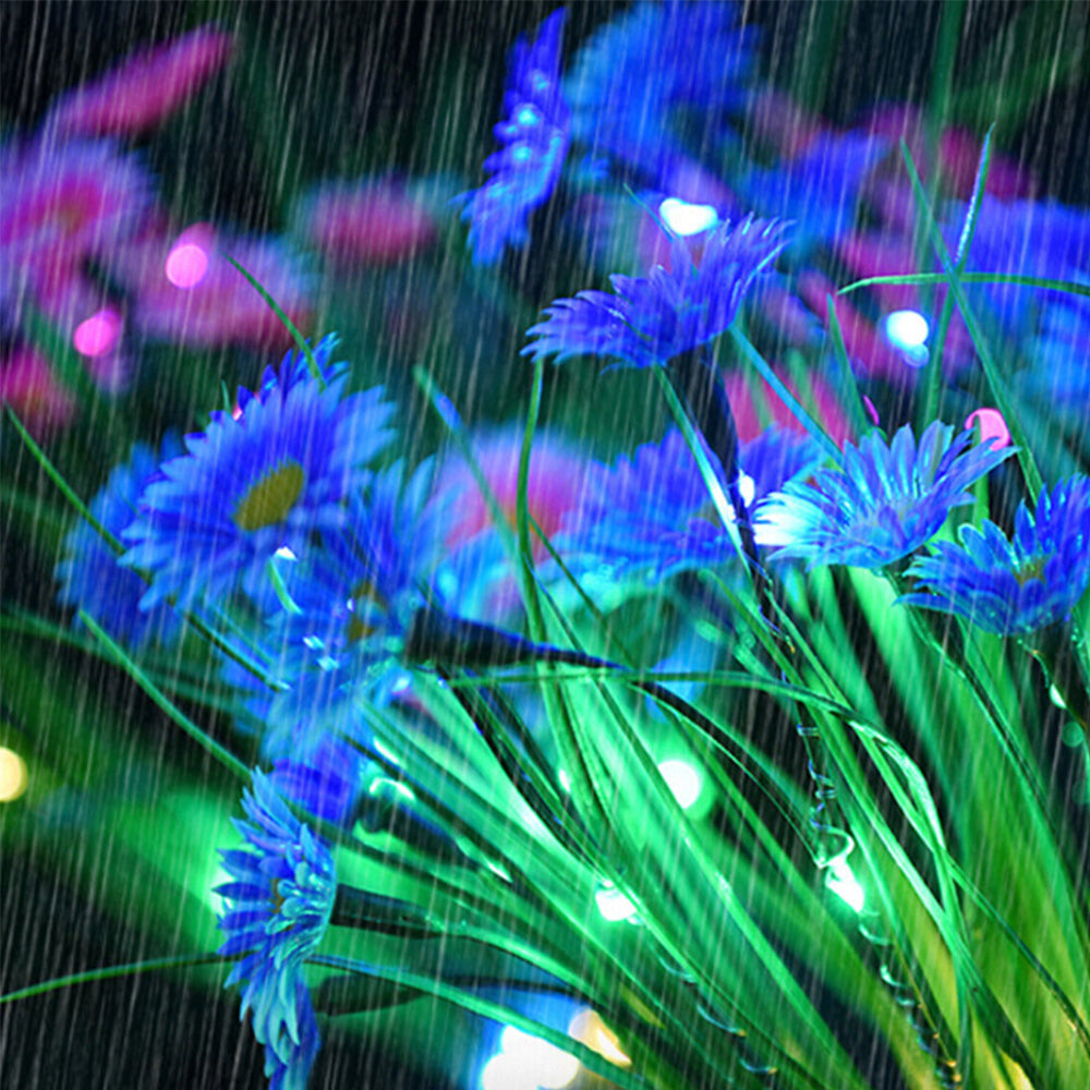 2Pcs Solar Flowers Lights Garden Stake Lights Outdoor Patio Decor Blue