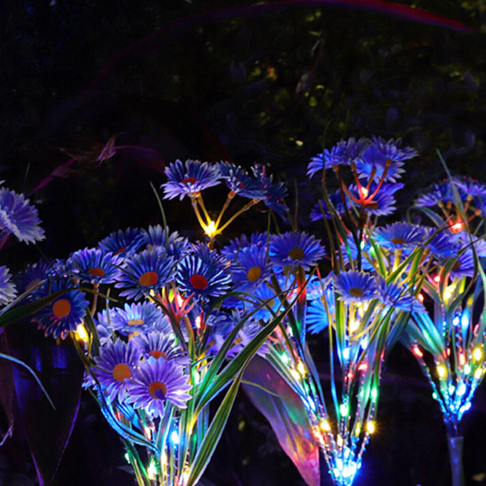 2Pcs Solar Flowers Lights Garden Stake Lights Outdoor Patio Decor Purple