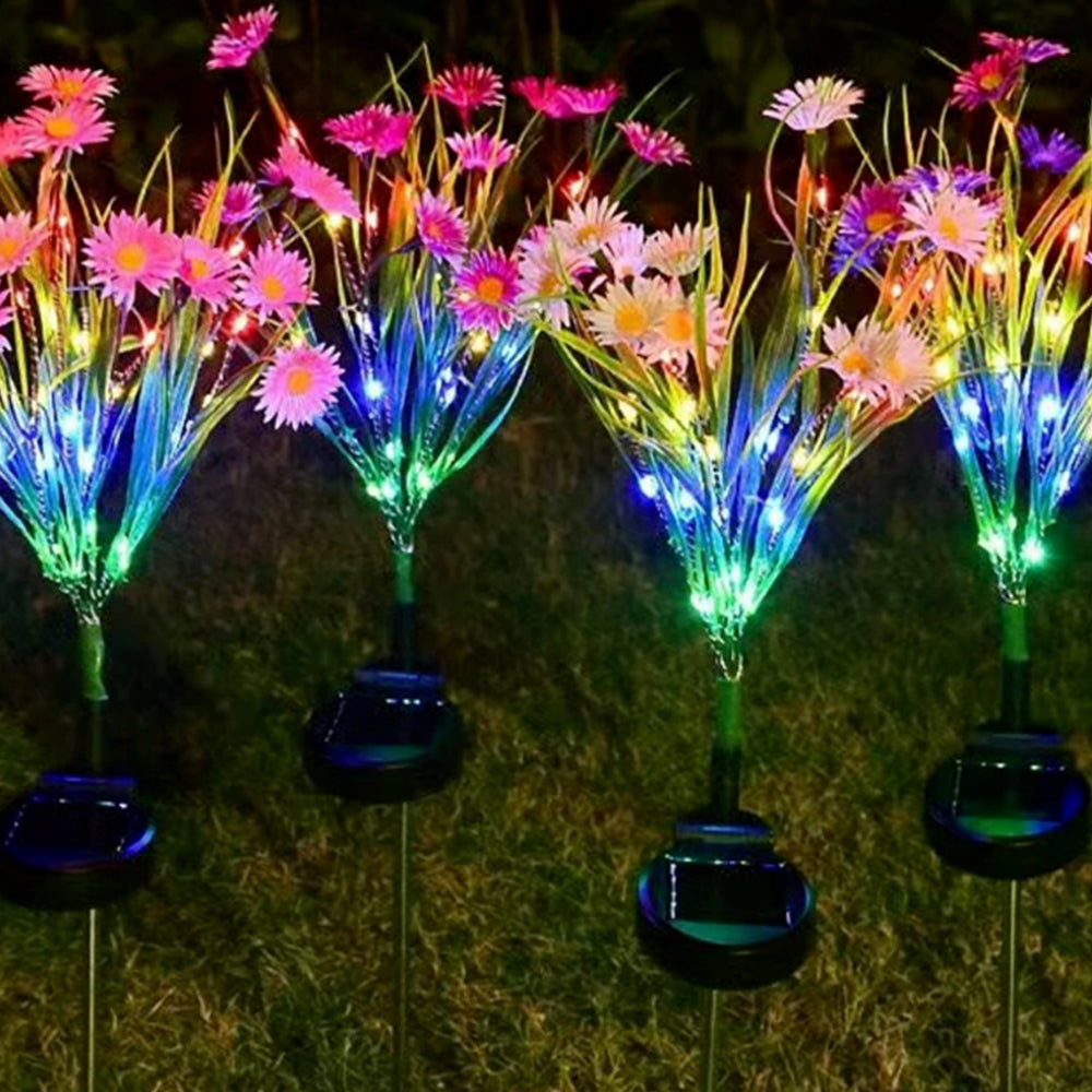 2Pcs Solar Flowers Lights Garden Stake Lights Outdoor Patio Decor White
