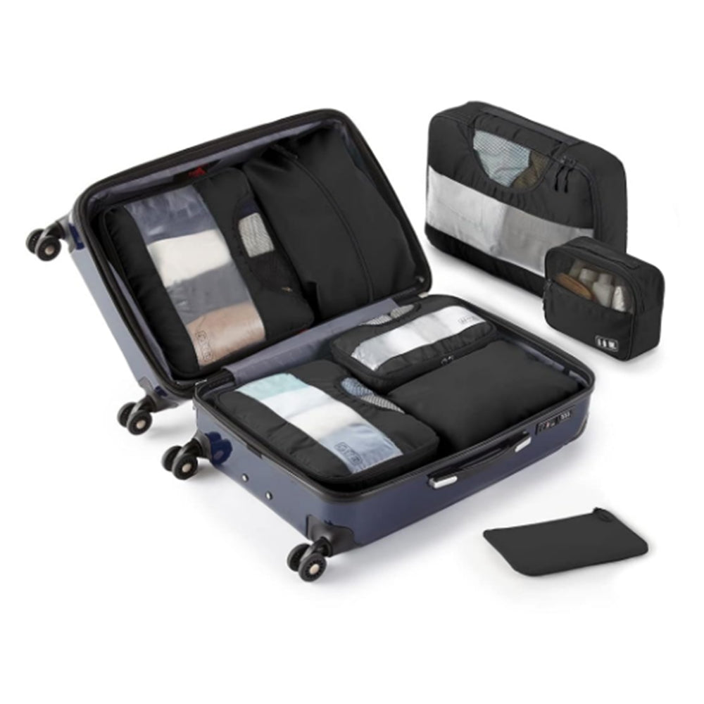 8Pcs Packing Cubes Storage Luggage Travel Organizer Suitcases Packing Bags Black