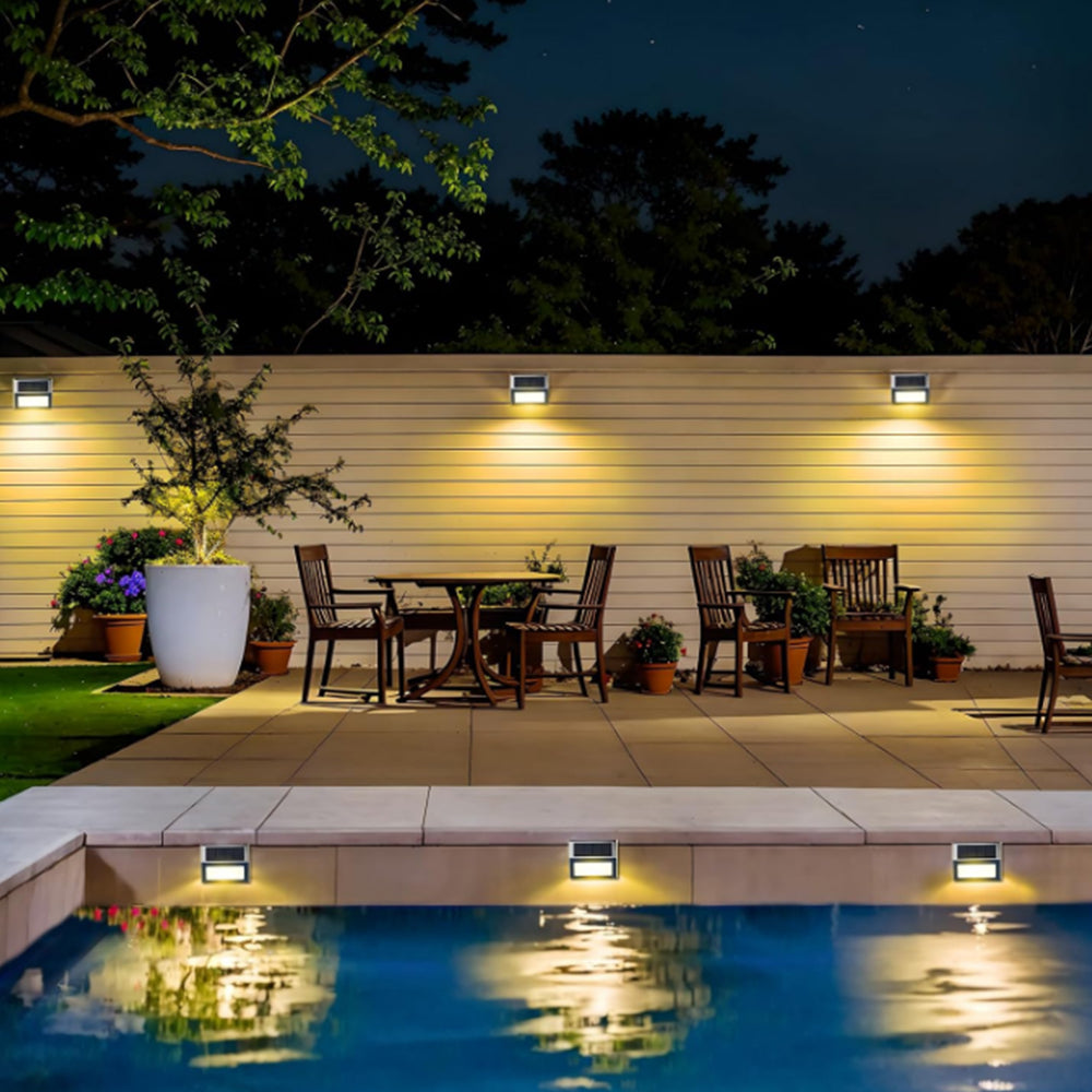 6Pcs Solar Powered 3LED Fence Wall Light Garden Outdoor Flood Lamp Warm