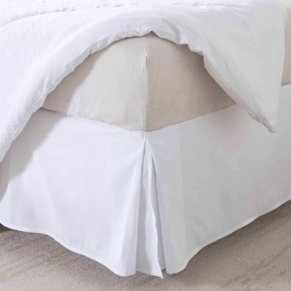 Pleated Bed Skirt Tailored Drop Bed Skirt Corner Pleats 14 Inch Drop White L