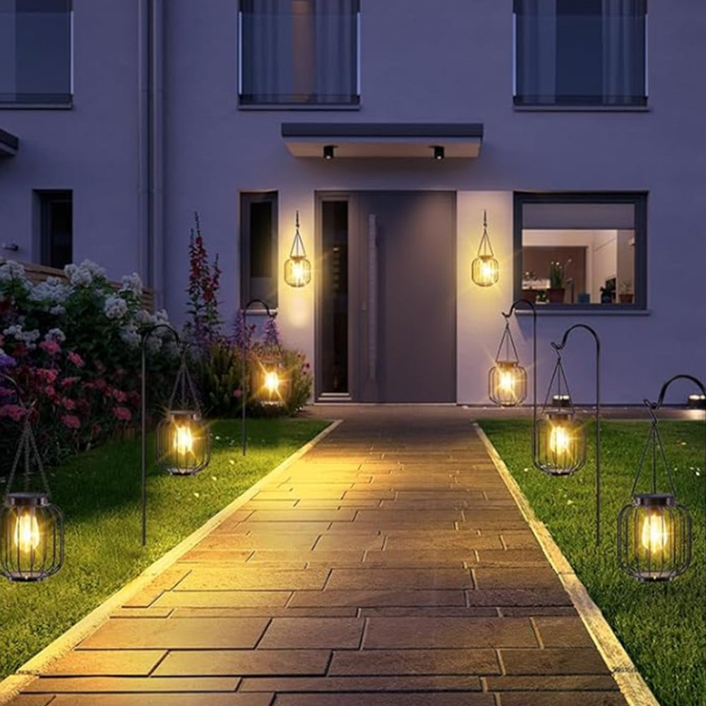 2Pcs Solar LED Wall Light Outdoor Sconce Hanging Lantern Garden Lamp ST2