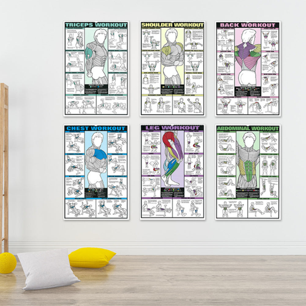 Gym Workout Poster Fitness Chest Muscle Chart Exercise Poster