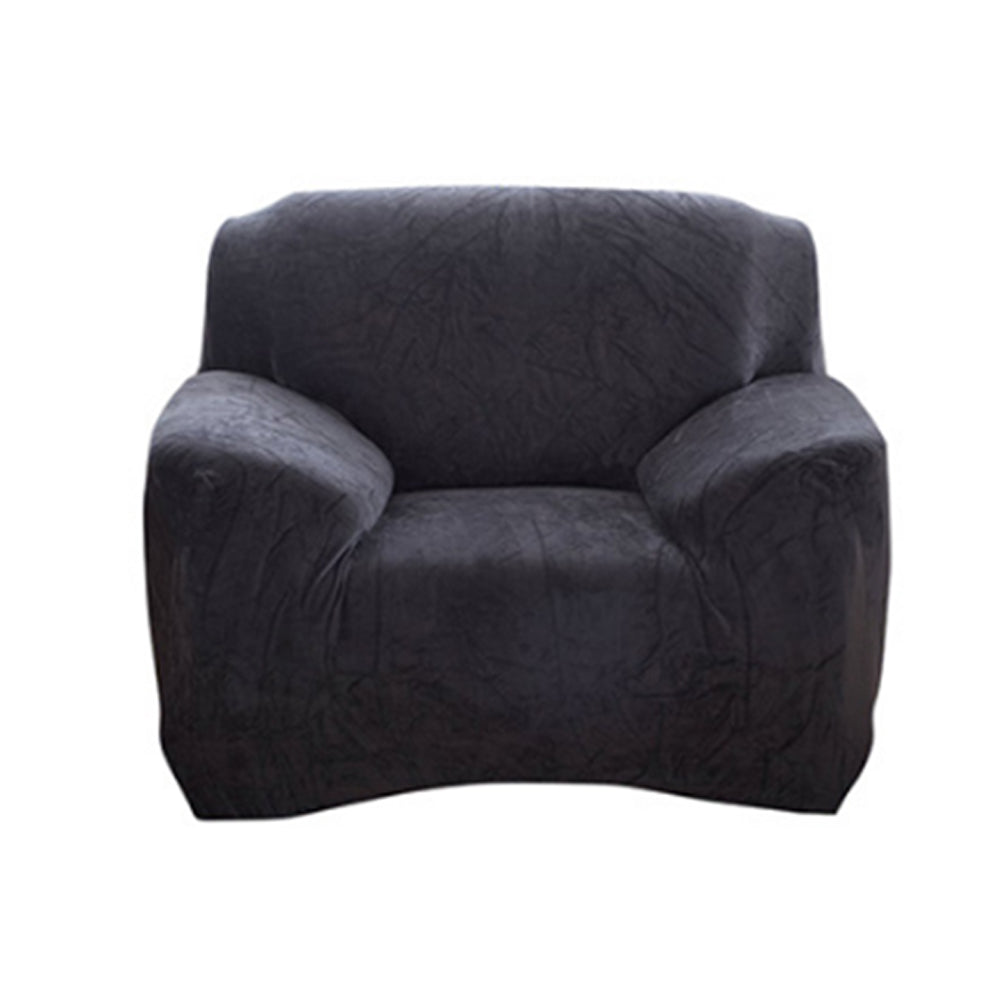 Plush Stretch Couch Sofa Cover Furniture Protector for Single-Seat Dark Grey