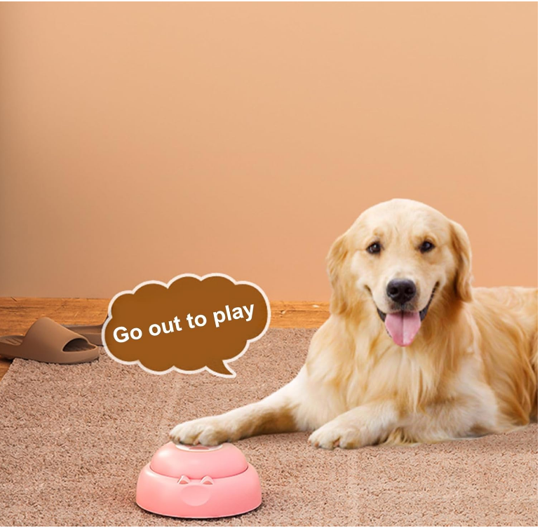 Pet Communication Button Toy Recordable Speaking Button for Pet Training Pink