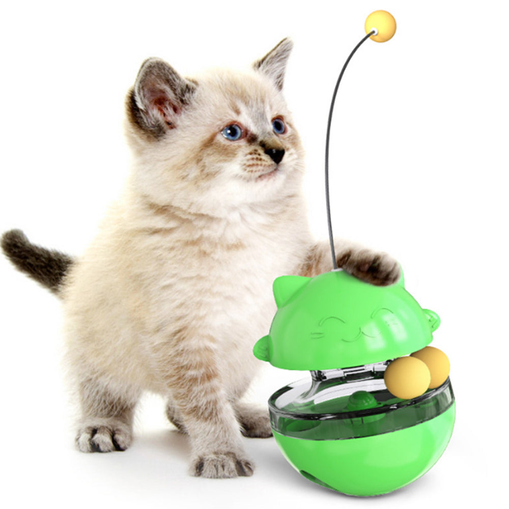 Cat Treat Dispenser Toy Ball Kitten Selfplay Interactive Tumbler Toy Green