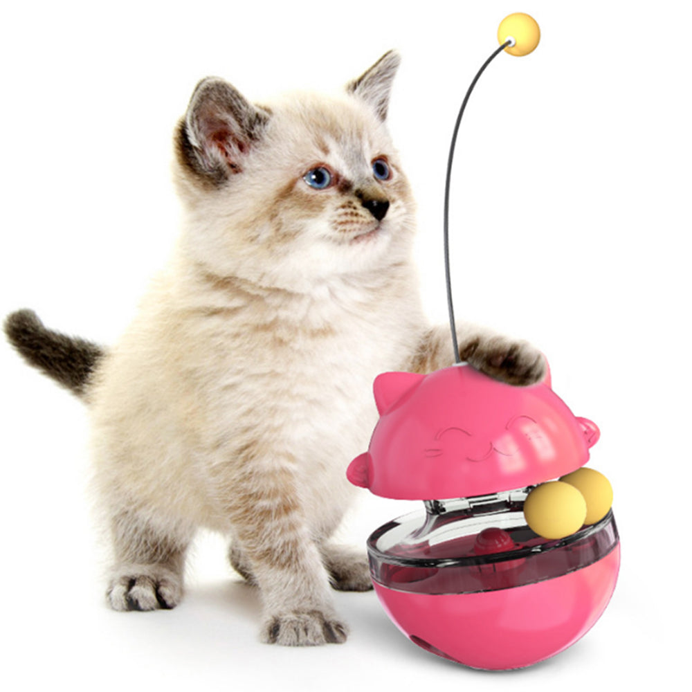Cat Treat Dispenser Toy Ball Kitten Selfplay Interactive Tumbler Toy Red