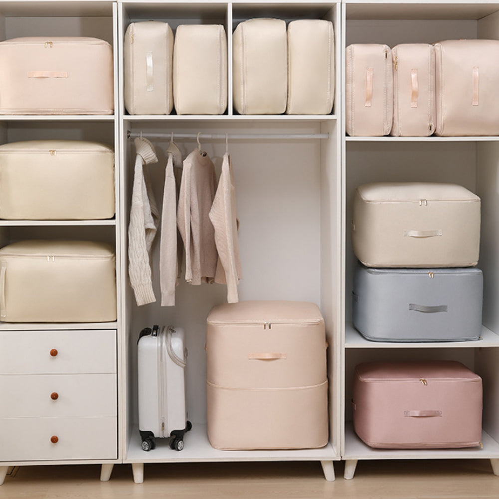 Ultra Space Saving Self Compression Organizer Heavy Duty Moving Bag Beige XL