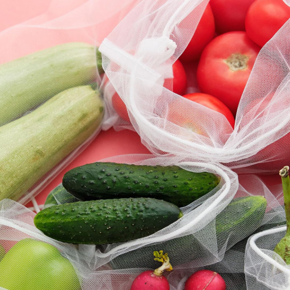 12Pcs Reusable Produce Mesh Bags for Grocery Shopping Fruit Vegetable