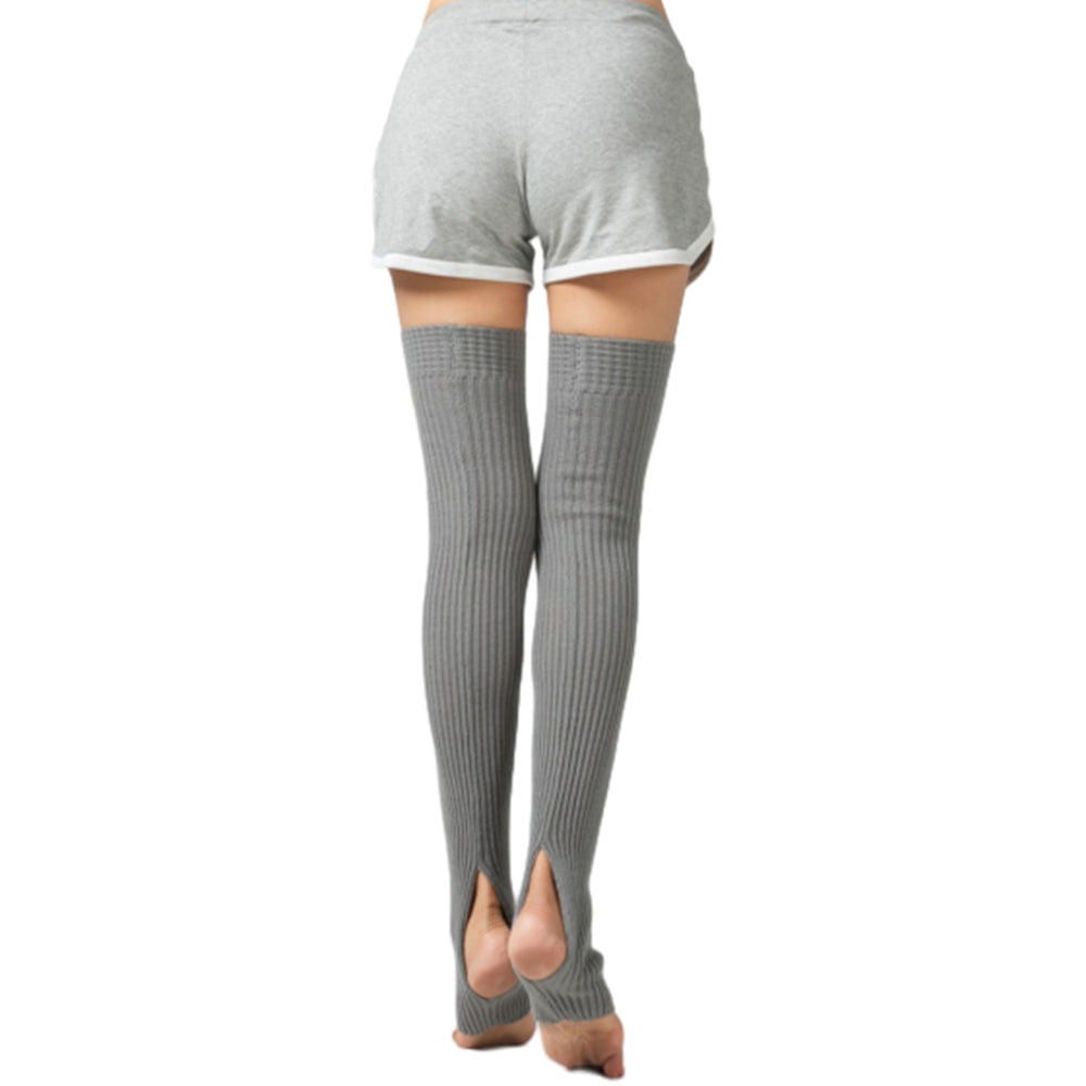 Women Knitted Boot Socks Over Knee Thigh High Stocking Leg Warmers Light Grey