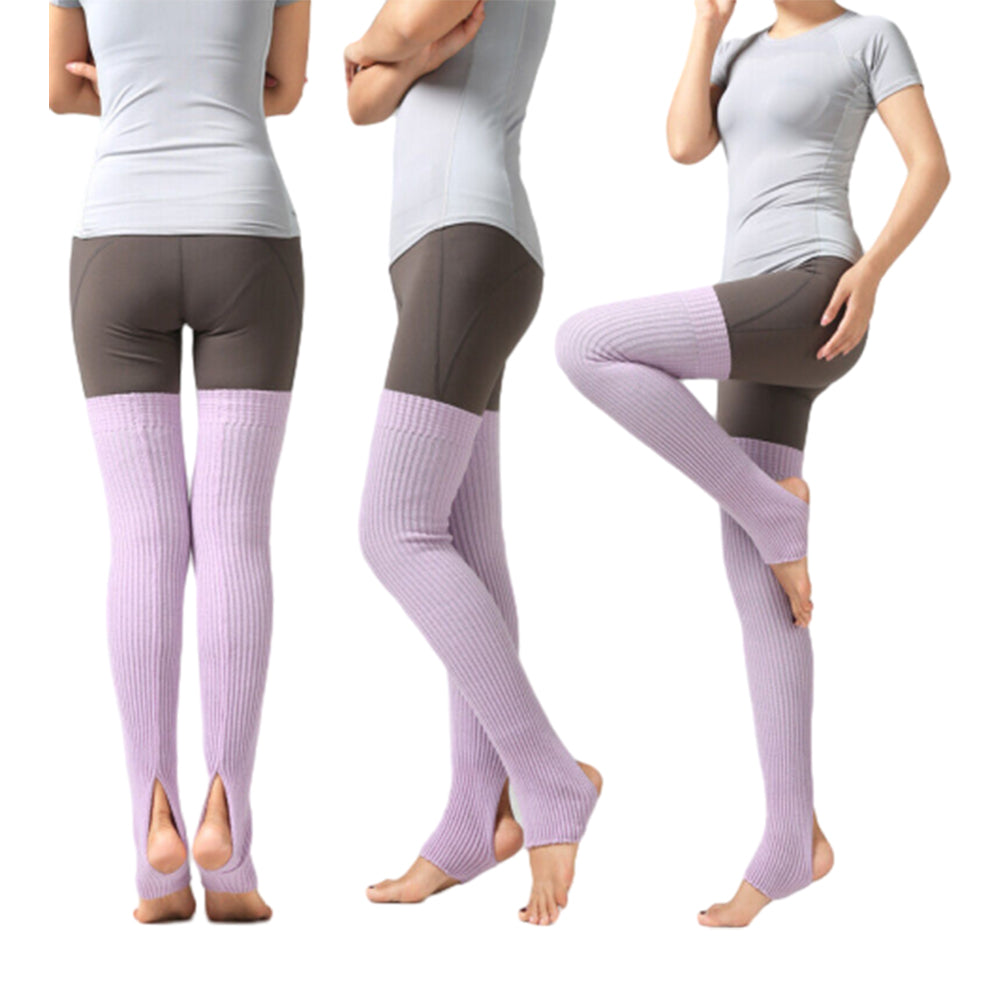 Women Knitted Boot Socks Over Knee Thigh High Stocking Leg Warmers Light Purple