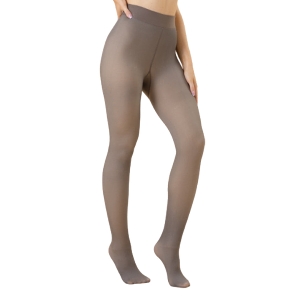 Women Thermal Lined Translucent Pantyhose Warm Fleece Tights Stockings Coffee