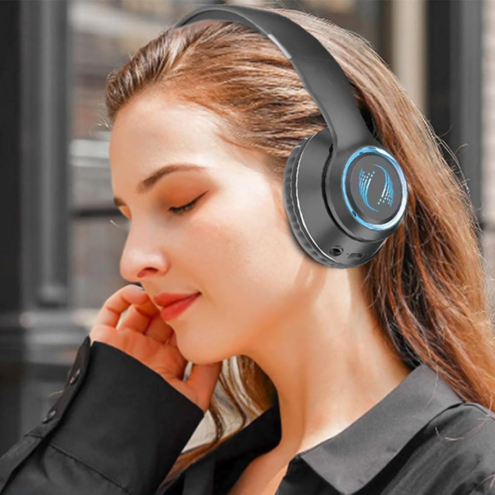 Wireless Bluetooth Headphone Noise Cancelling Stereo Over-Ear Earphones Black