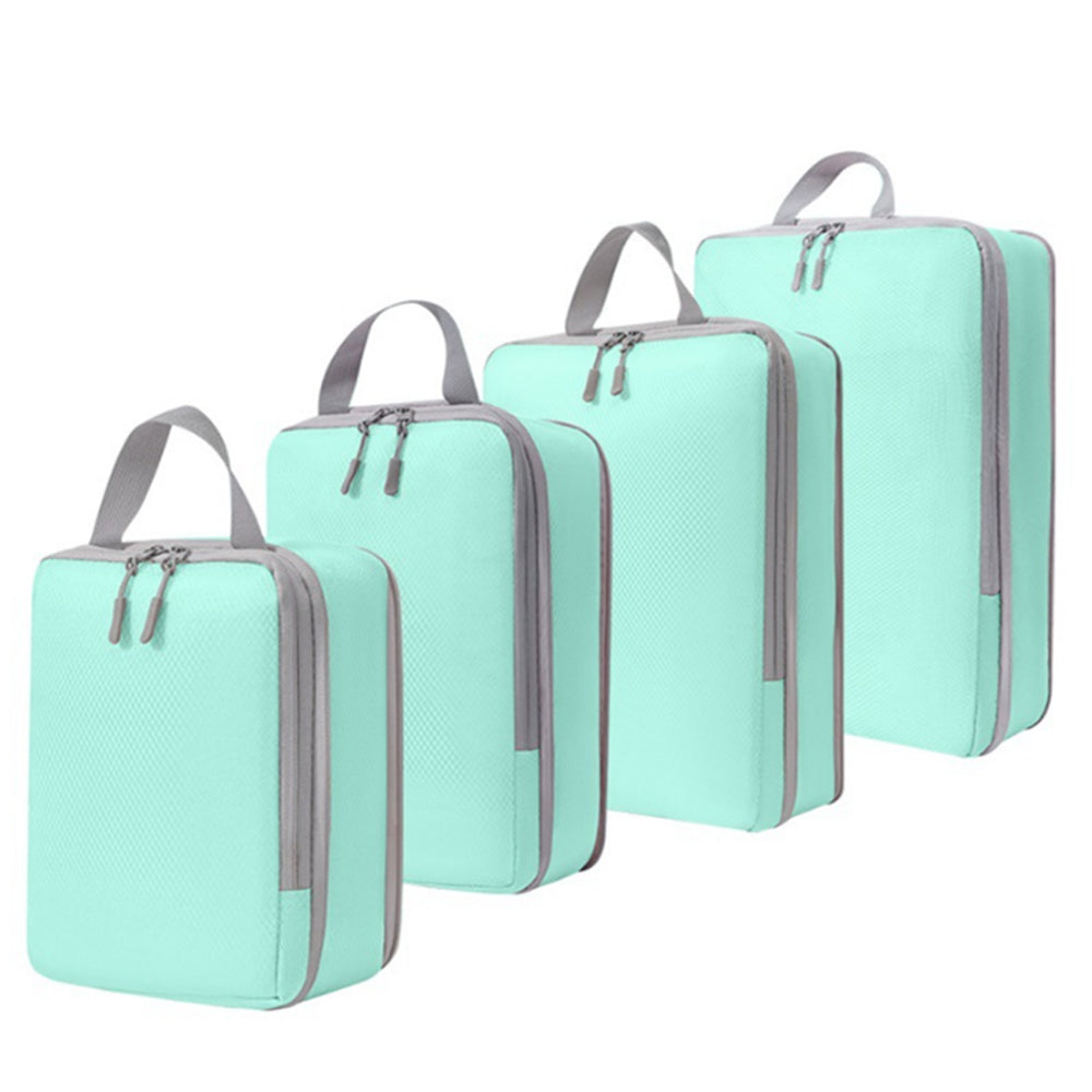 4Pcs Storage Compression Bags Luggage Travel Packing Cubes Organizer Lake Blue