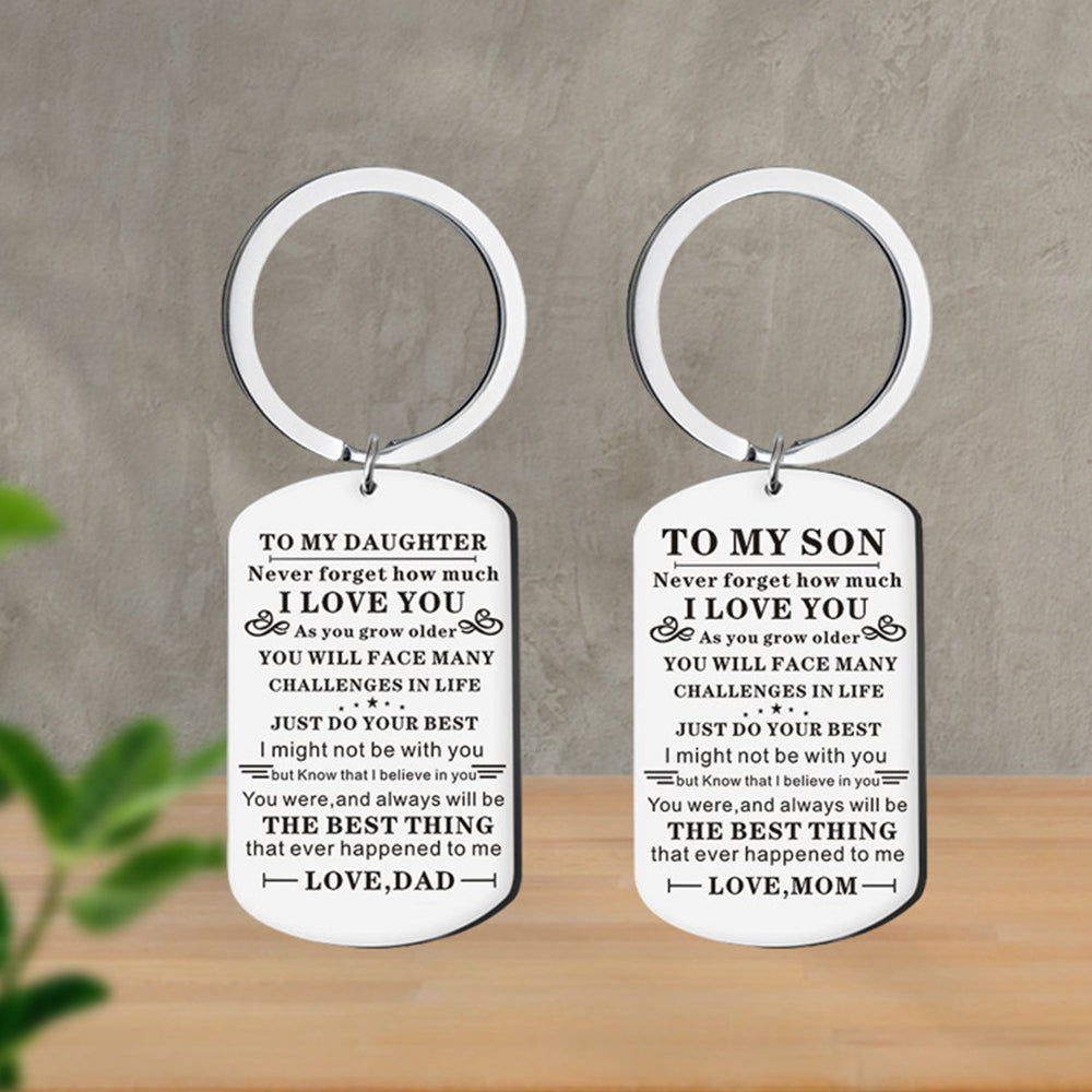 2Pcs Inspirational Keychains to My Daughter from Mom Stainless Steel Keyrings