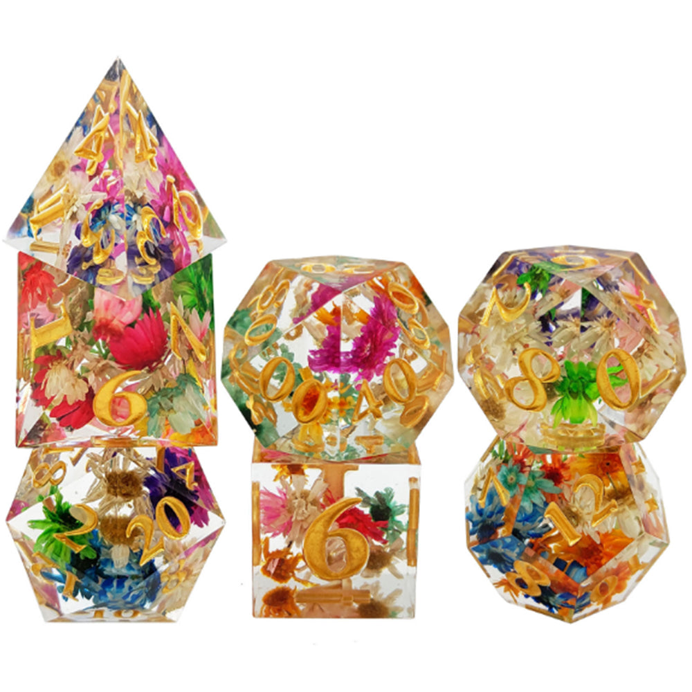 Enchanted Starlight 7 Dice Precision Edged Set for RPG DND Tabletop Game Yellow