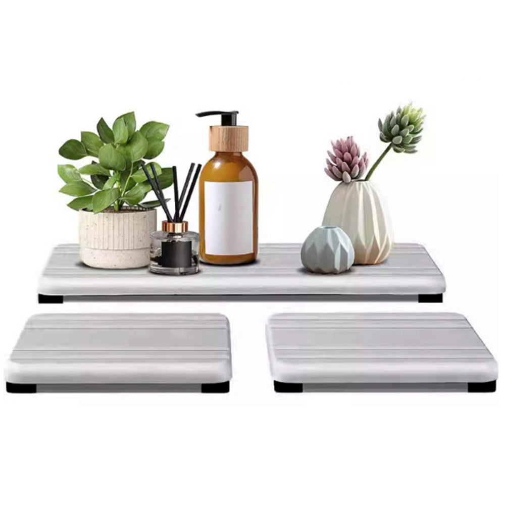 3Pcs Water Absorbing Stone Tray For Sink Fast Drying Diatomite Tray Light Grey