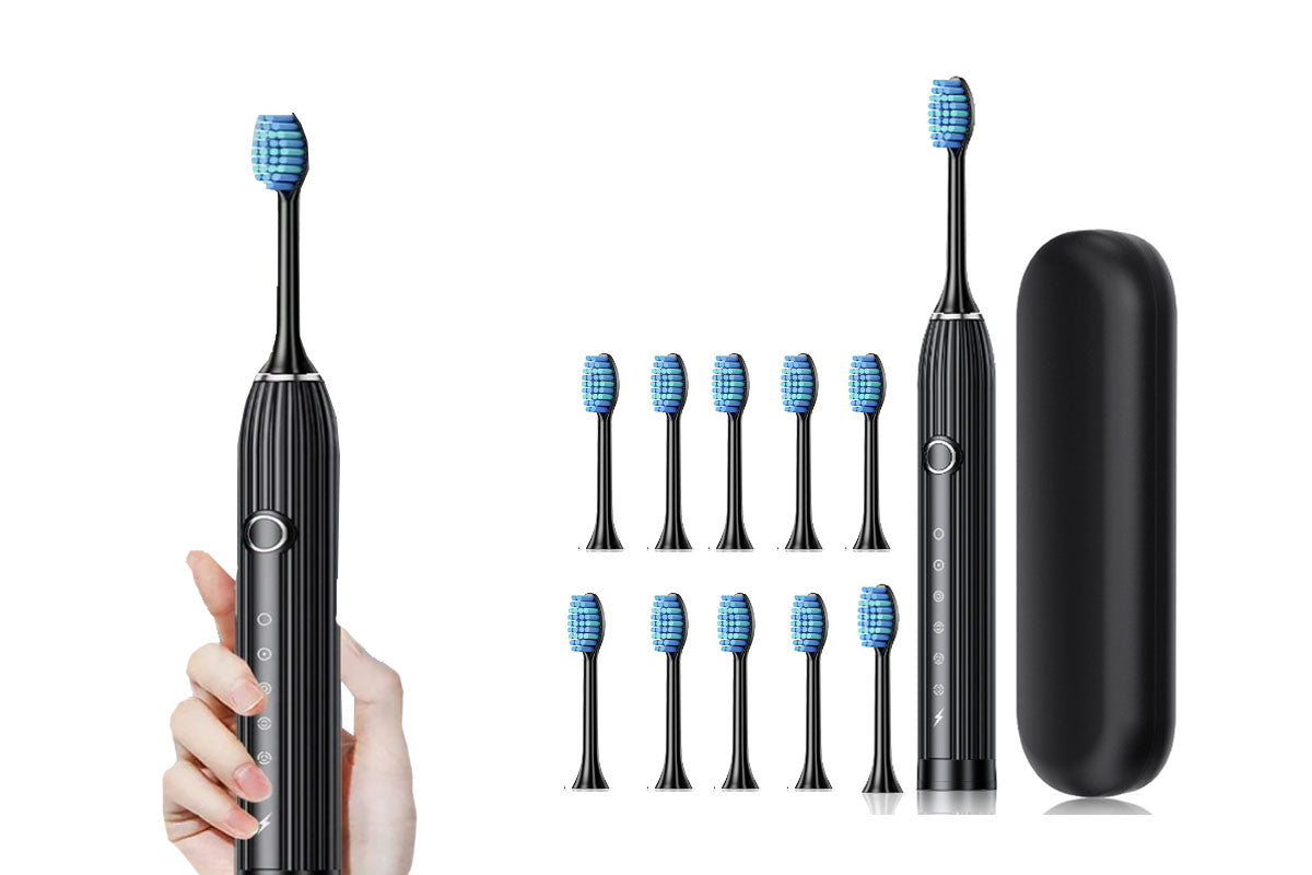 Electric Toothbrush with 10 Brush Heads and Travel Case