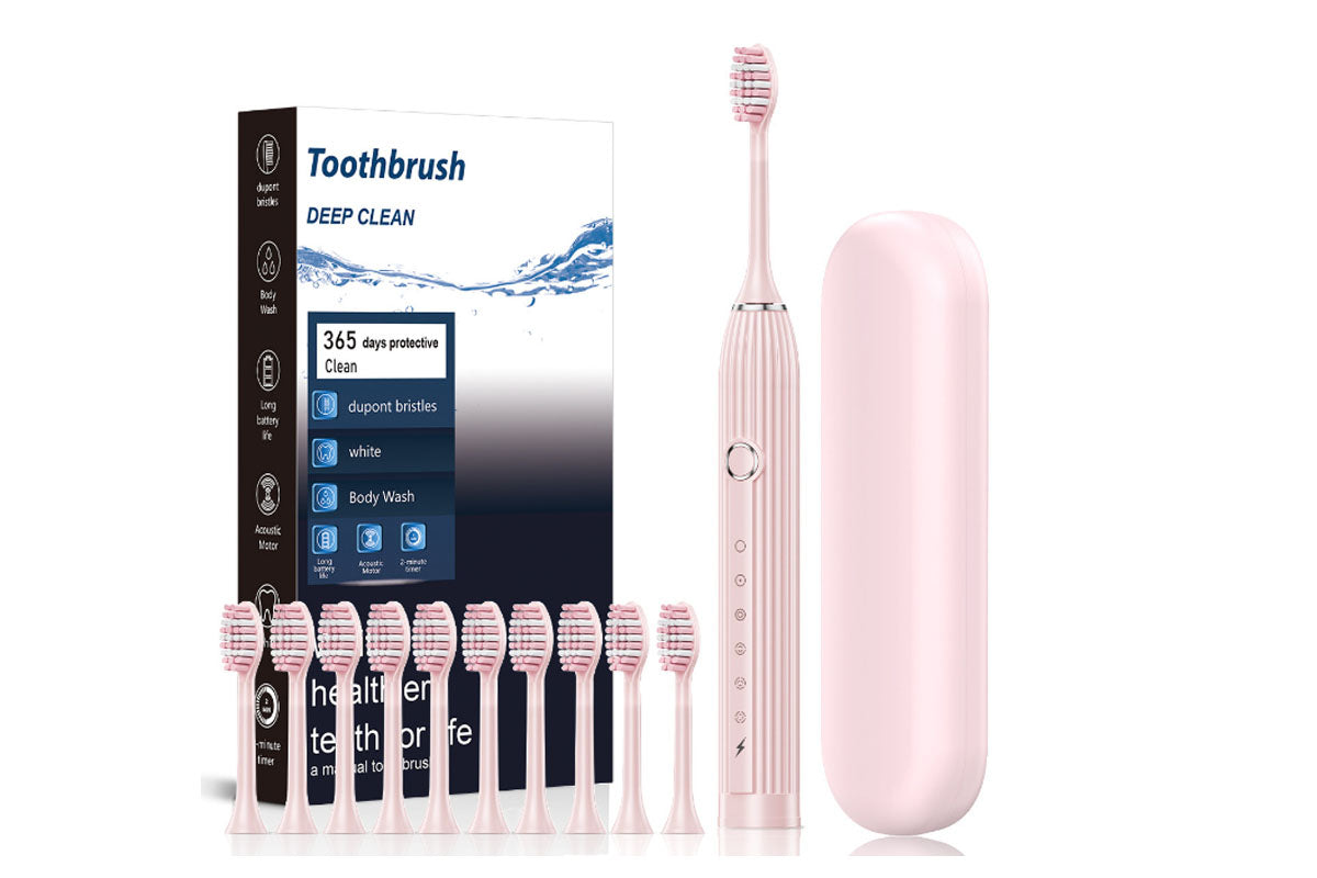 Electric Toothbrush with 10 Brush Heads and Travel Case