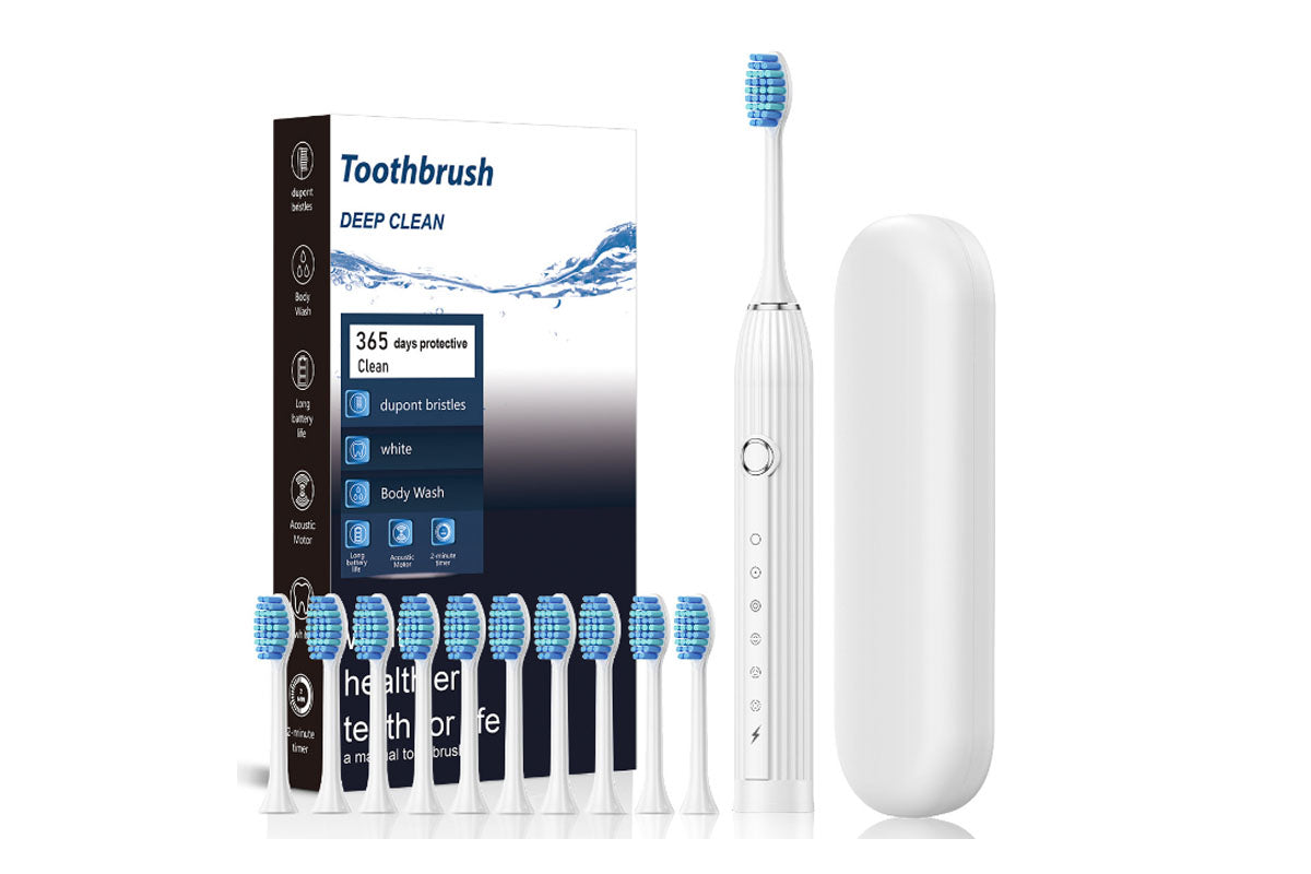 Electric Toothbrush with 10 Brush Heads and Travel Case