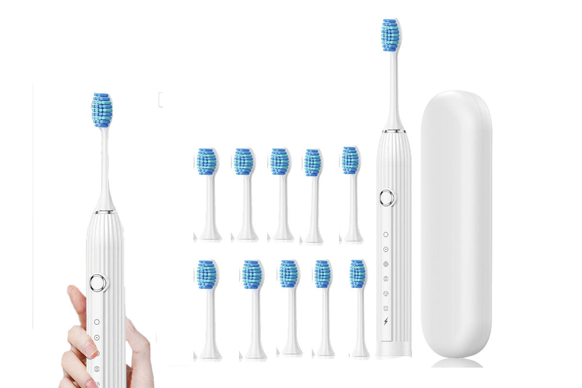 Electric Toothbrush with 10 Brush Heads and Travel Case