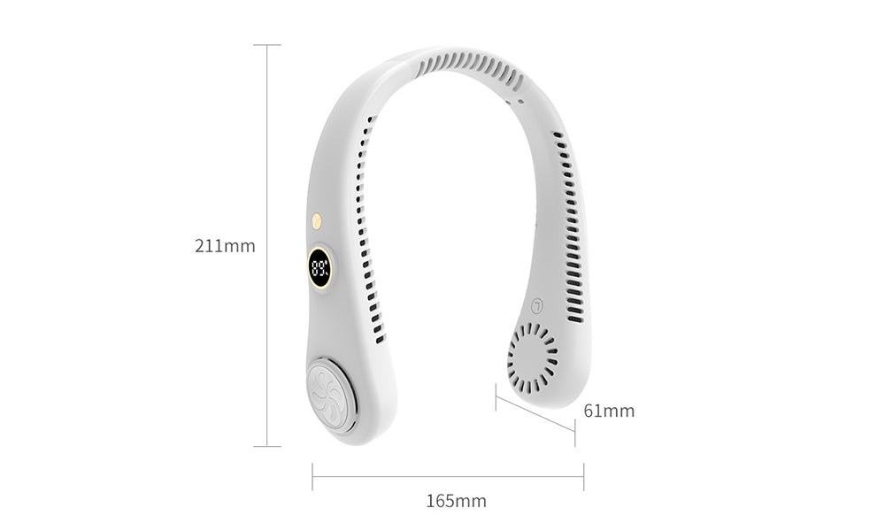 5-Speed Portable Bladeless Neck Fan LED Display Rechargeable Cooling Fan