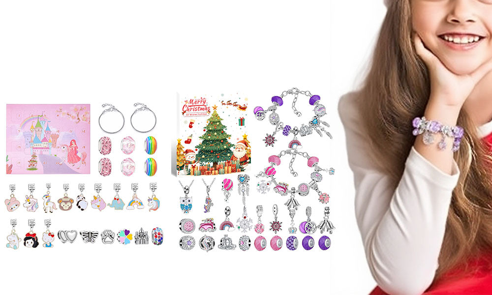 Jewellery Advent Calendar Girls Christmas  DIY Bracelet Jewellery Gift