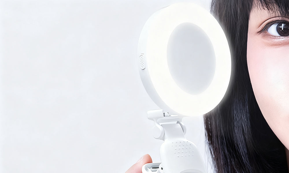 3-Light Mode Portable Selfie Light 180 Degrees Rotating Clip-On Fill Light with Mirror