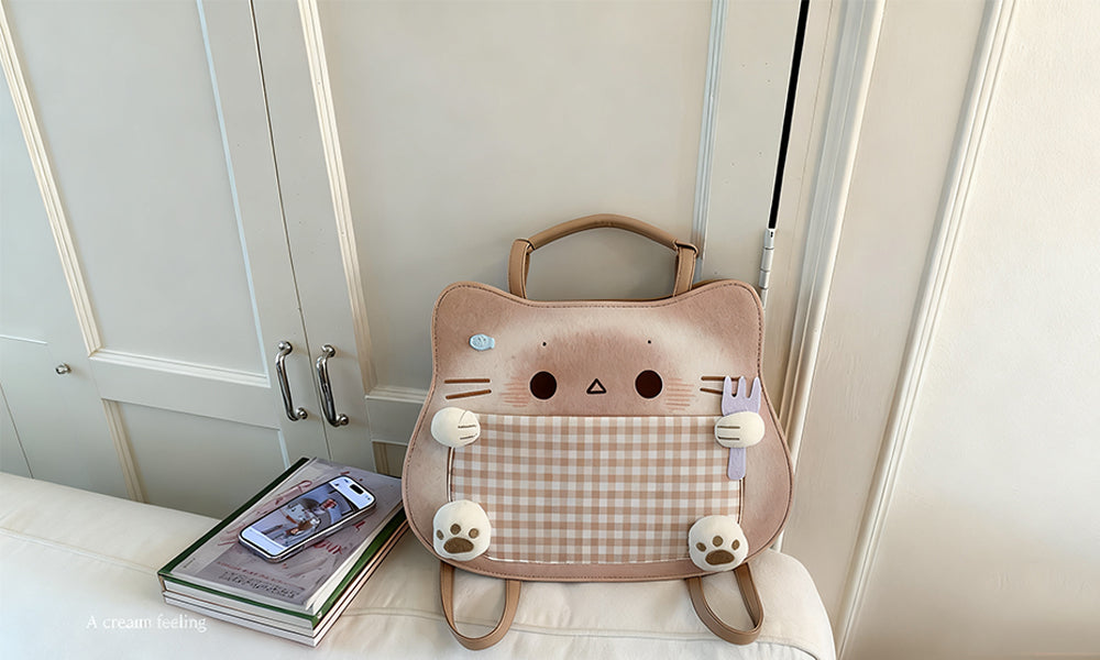 3-Way Carrying Style Adorable Kawaii Cat Handbag Backpack