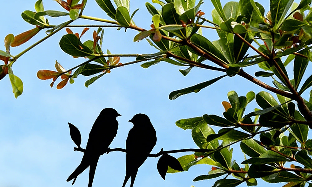2PCS Garden Metal Bird Silhouette Ornament for Outdoor Garden