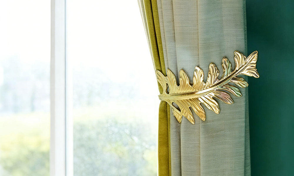 2PCS Leaf Shape Curtain Tieback Hooks Decorative Wall Holdbacks