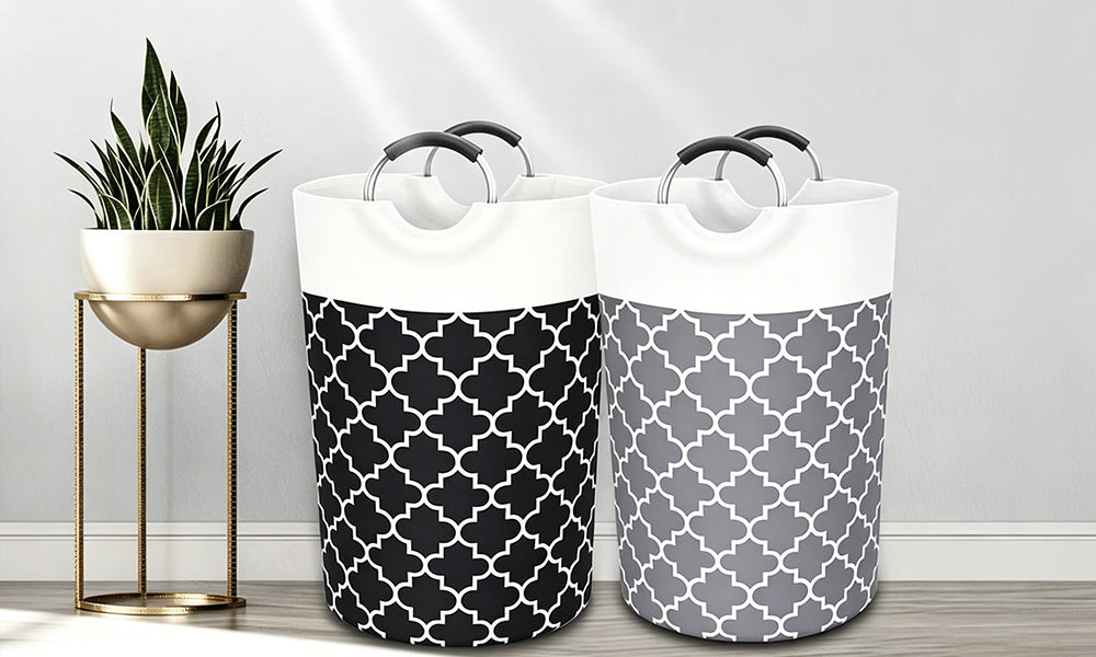 2 Pcs Collapsible Fabric Laundry Basket Large Clothes Hamper for Home