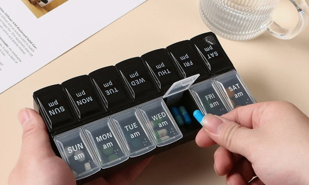 4 Pcs Weekly Pill Organizer 7 Day Medicine Storage Box