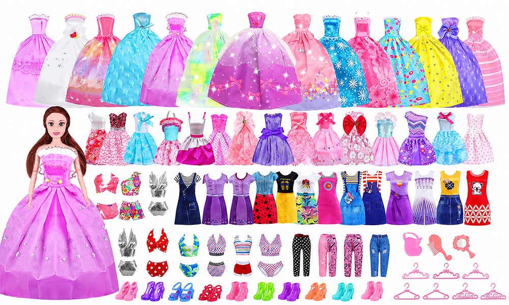 79Pcs 11.5 Inch Doll Clothes Set Fashion Outfits Shoes Bags Accessories