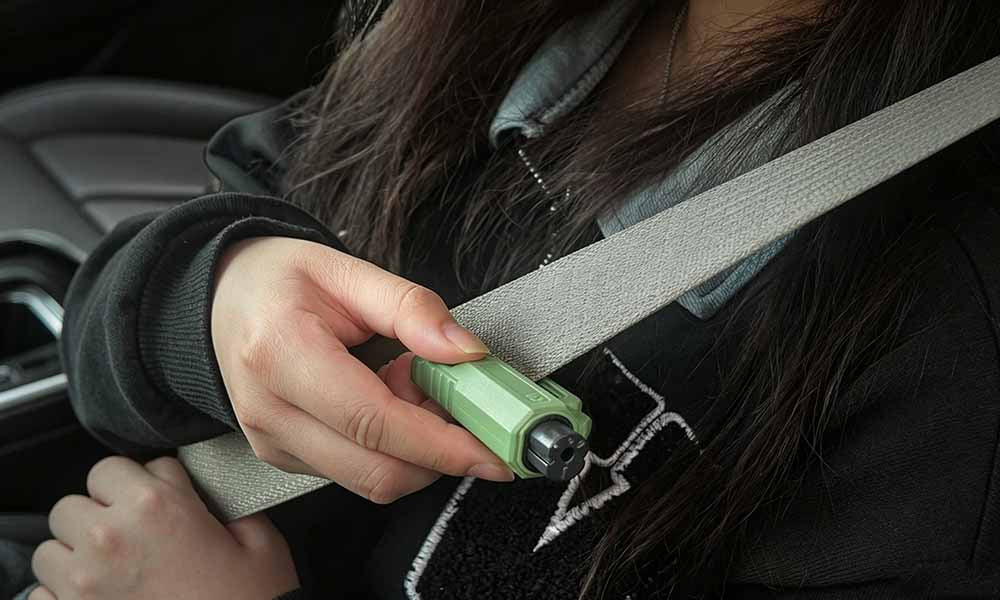 4Pcs Car Window Breaker and Security Band Cutter Keychain 2 in 1 Escape Tool
