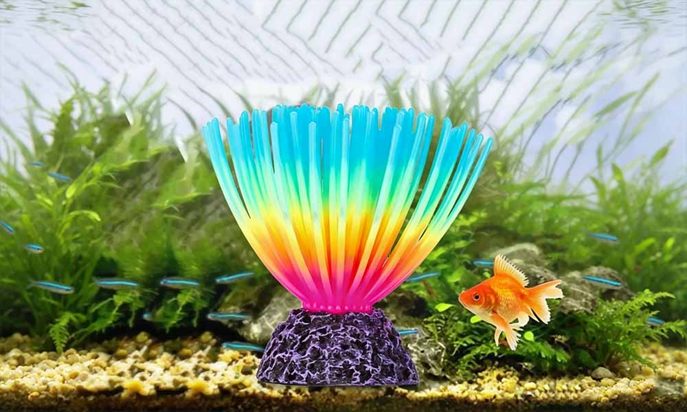 3PCS Soft Silicone Glowing Artificial Fish Tank Aquarium Decor Coral Plants Ornament