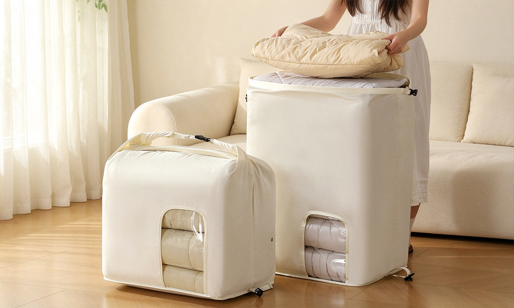 2 Piece Hand Compression Quilt Storage Bags with Valve and Clear Window