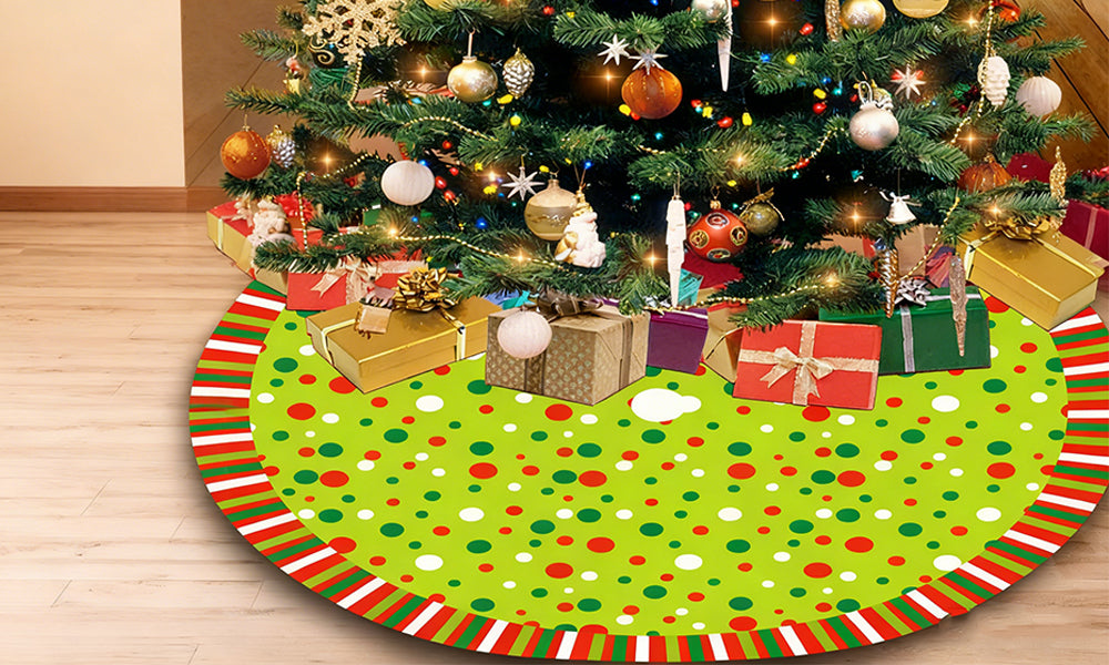 48-Inch Grinch- Inspired Christmas Tree Skirt Decorative Xmas Tree Base Cover