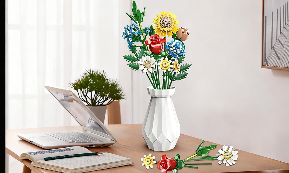 Bouquet Block with Vase Artificial Flower Building Set for Age Over 8