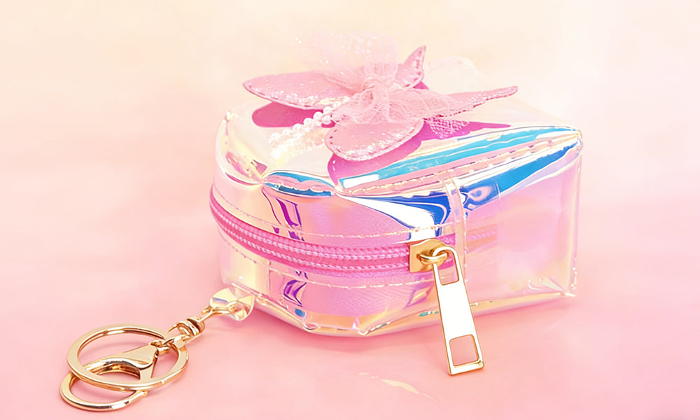 Butterfly Bow Mini Coin Purse Keychain for Women