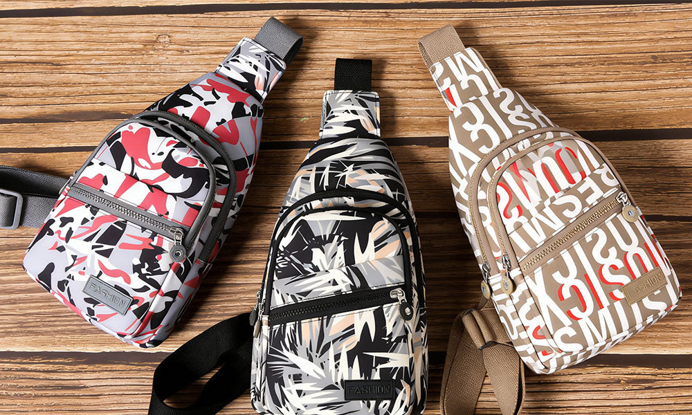 Multi-Layer Printed Crossbody Sling Chest Bag for Women Travel and Sport