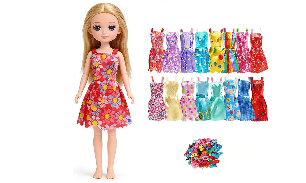 30cm Dress Up Doll Clothes Set 42-Piece Outfits Shoes and Accessories