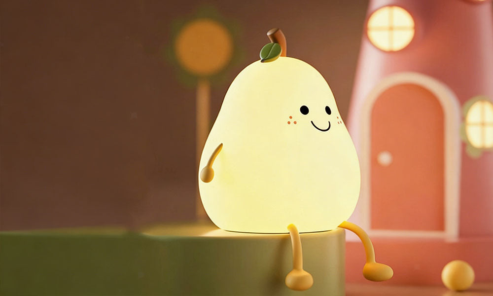 Silicone Pear Night Light Touch Control Color Changing Lamp for Bedroom
