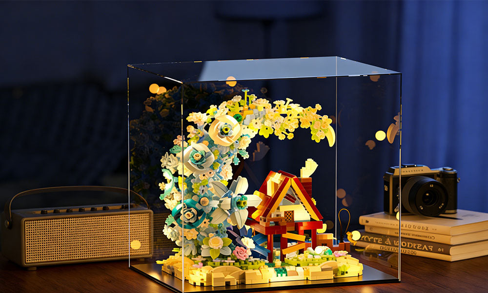 Moon Flower Wooden House Building Blocks Set Creative Construction Toy for Kids