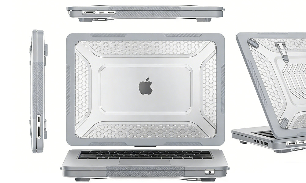 Matte Frosted Hard Shell Protective Case for MacBook Pro 14 Inch with Shockproof Protection and Foldable Stand