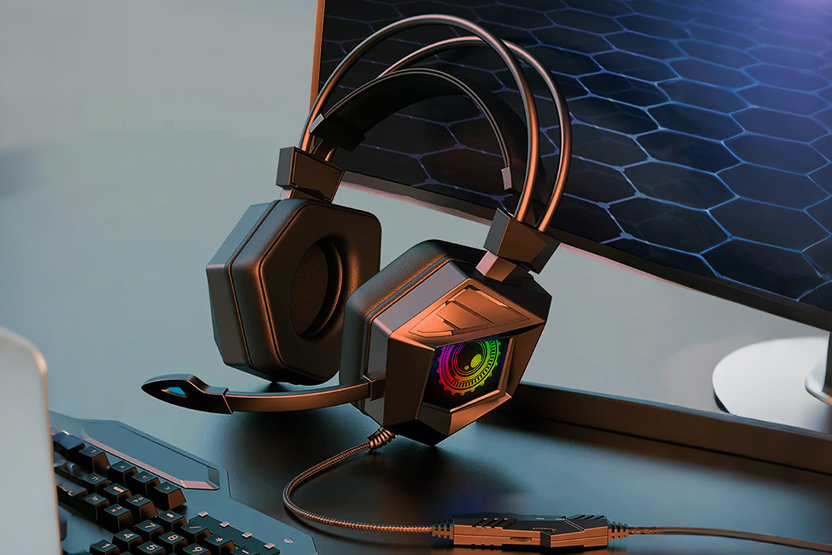 Wired RGB Gaming Headset with Microphone 3.5mm USB for PC PS5 Xbox